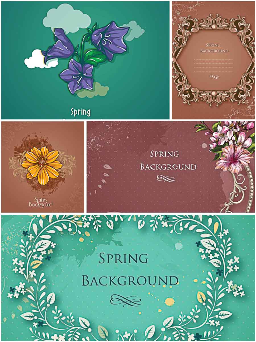 Delicate green background images with spring flowers