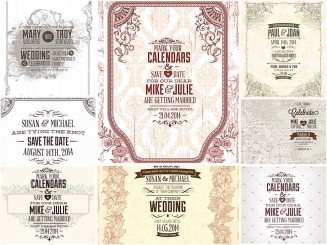 Laconic graphic wedding invitations vector