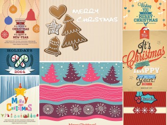 Winter holidays greeting cards set of vectors