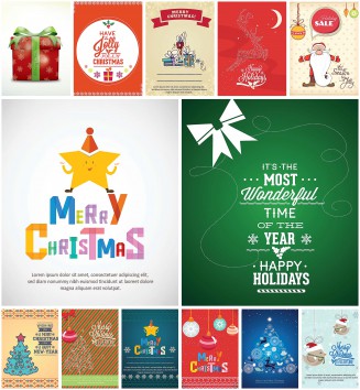 Merry Christmas giftcard  set of vectors 