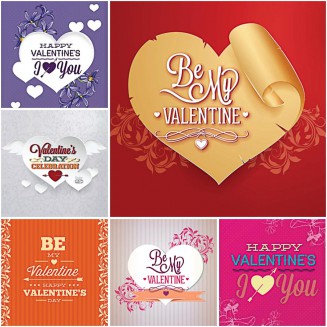 Sweet Valentines day postcards set vector