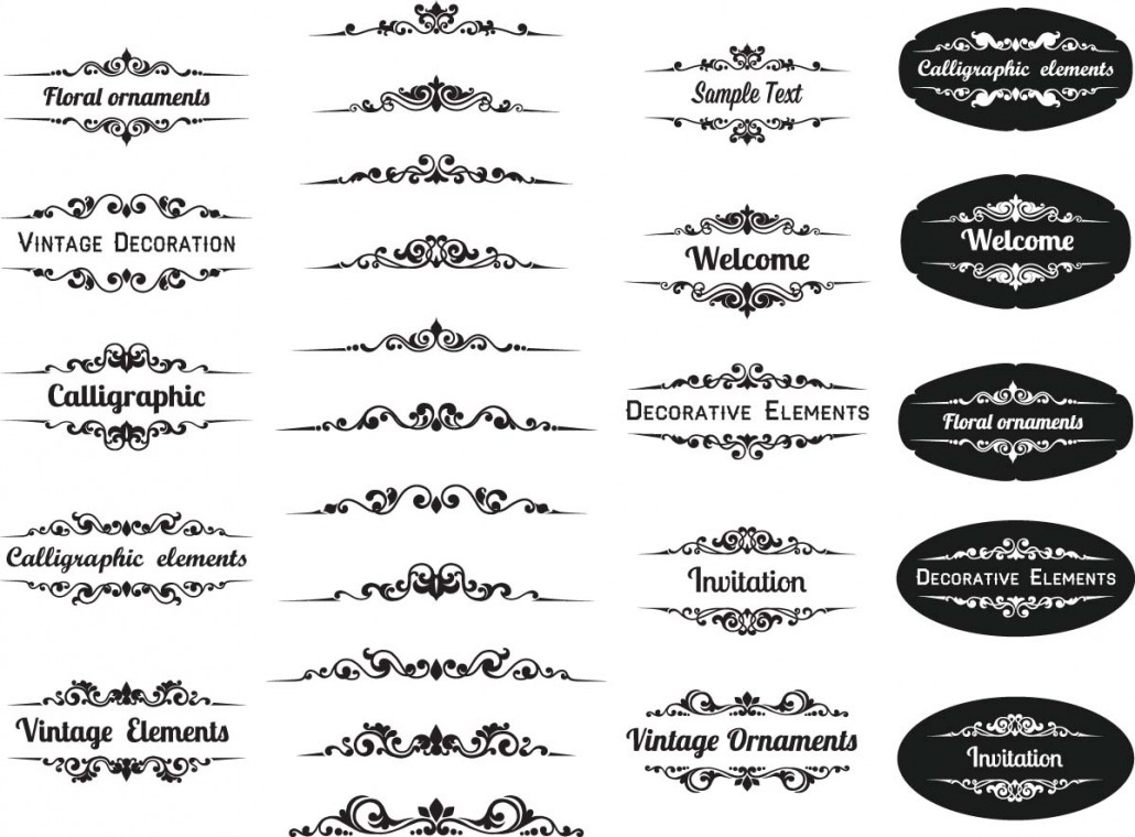 Calligraphic elements ornamental set vector | Free download
