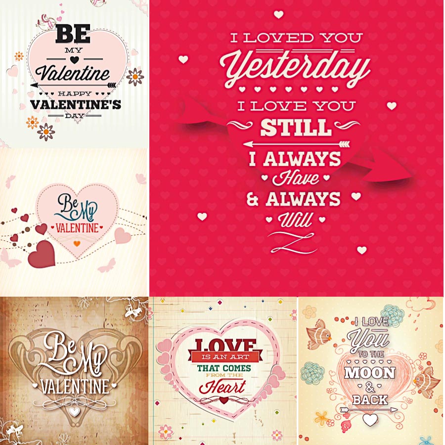 St.Valentine's Day romantic cards set vector