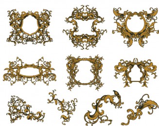 Antique gold frames set vector