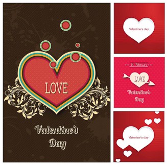 Romantic Valentines day cards with hearts set vector