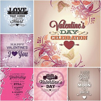 Floral Valentines Day cards set vector