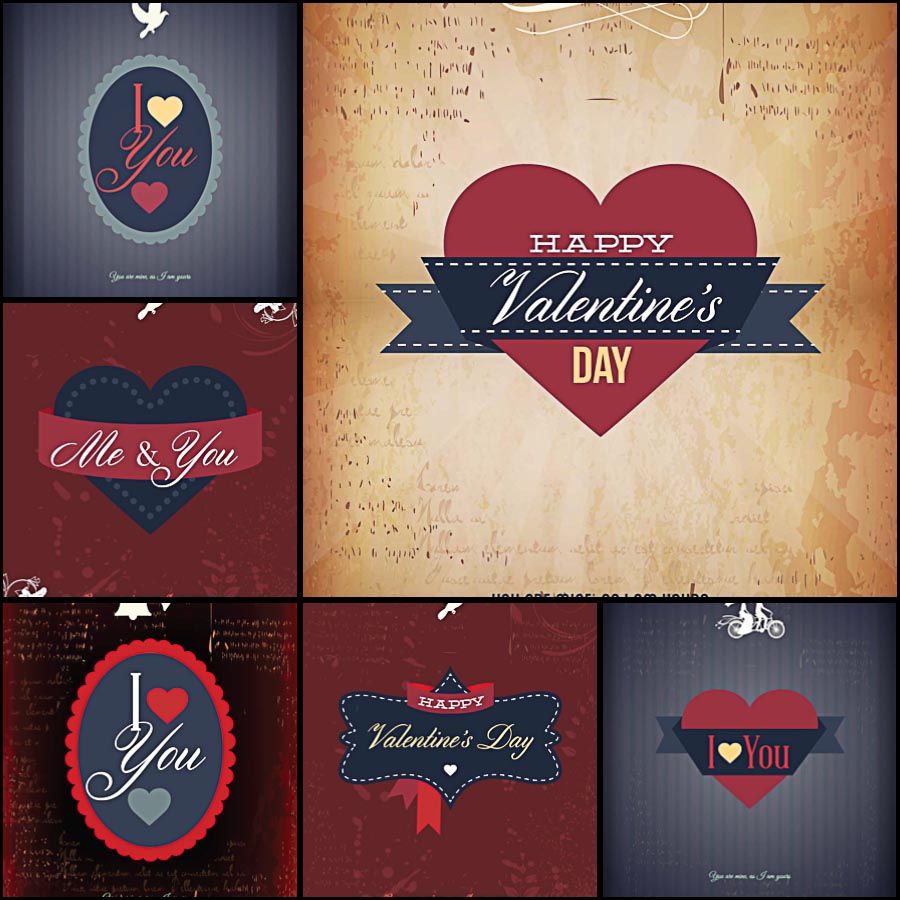 St.Valentine's Day templates postcard set vector