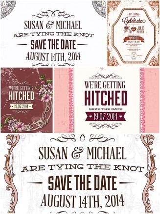 Cute wedding invitations set vector