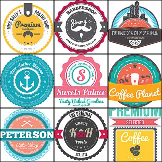 Retro badges and labels for cafe set vector
