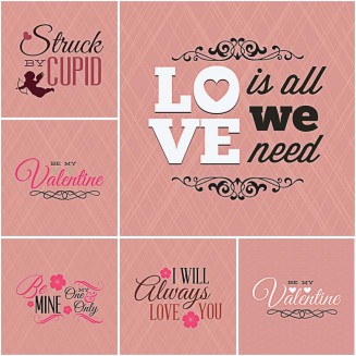 Romantic illustrations for St.Valentine's Day set vector