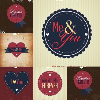Me and You Valentine's Day postcards set vector