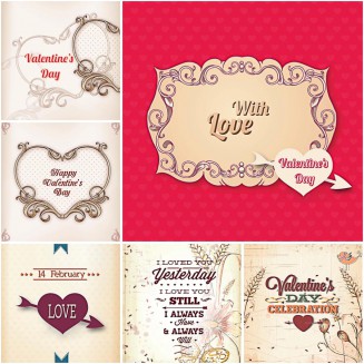 Ornate st.Valentine's day cards set vector