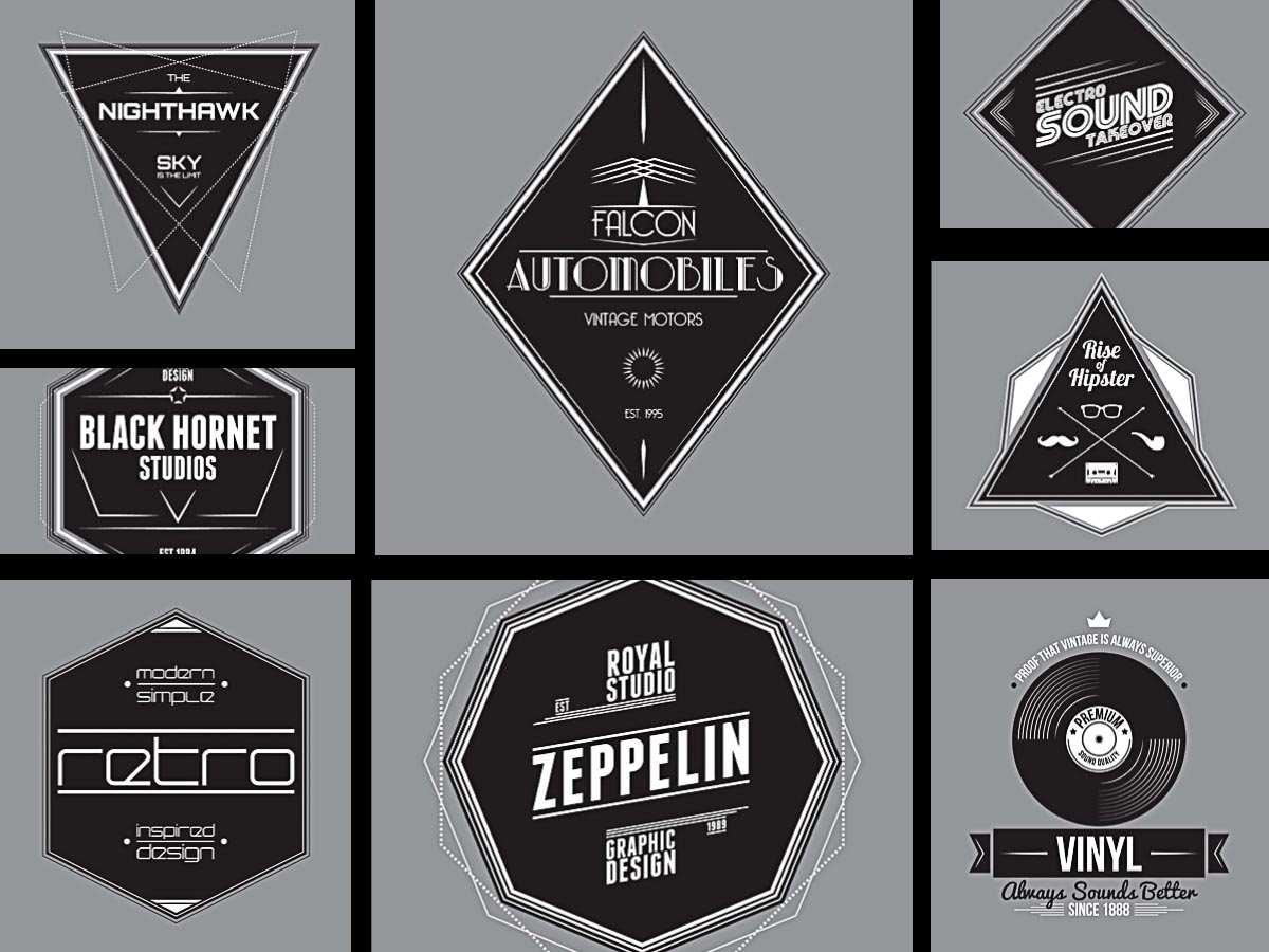 Retro grey badges and labels for auto design set vector