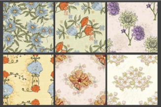 Floral backgrounds patterns set vector