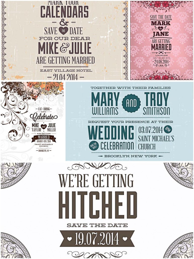 Download Vintage invitations for wedding set vector | Free download