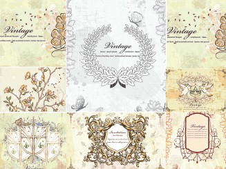 Vintage invitations with wreaths set vector 