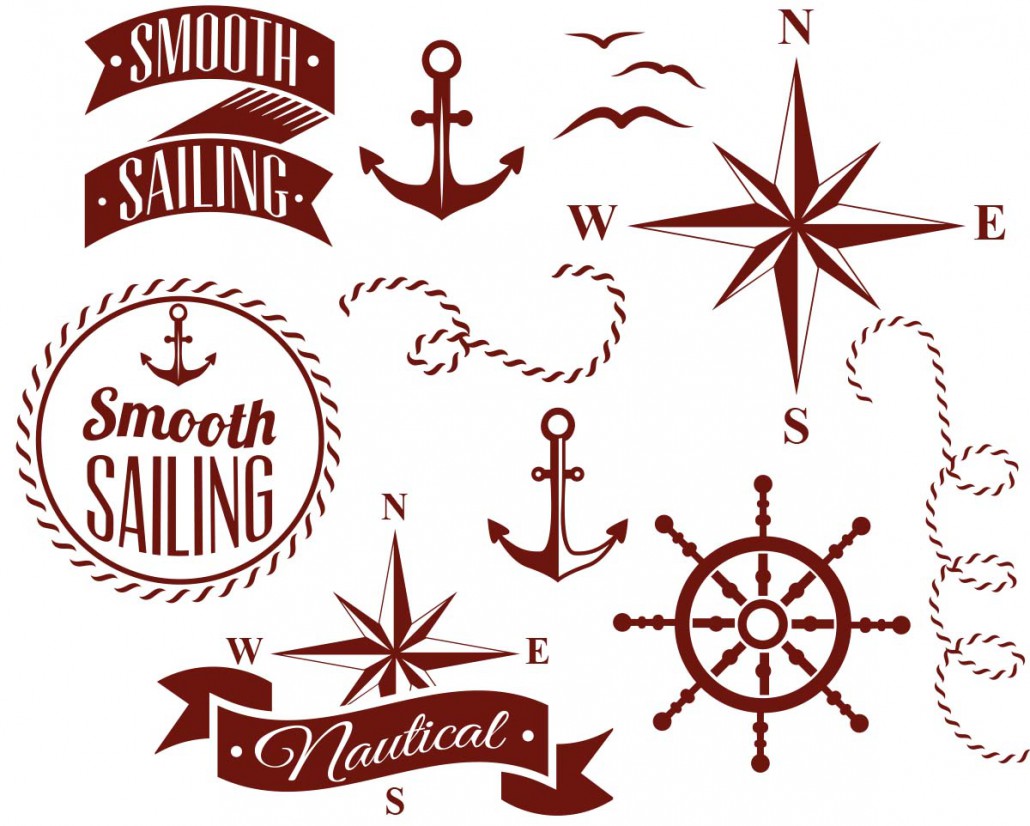 Decorative nautical elements vector | Free download