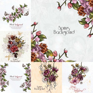 Spring floral background vintage free vector