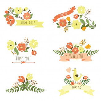 Thank you banner with flowers set vector