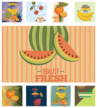 Grocery store fresh food pattern set vector