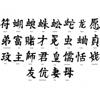 Japanese kanji calligraphy elements set vector