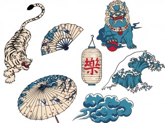 National Japanese symbols set vector
