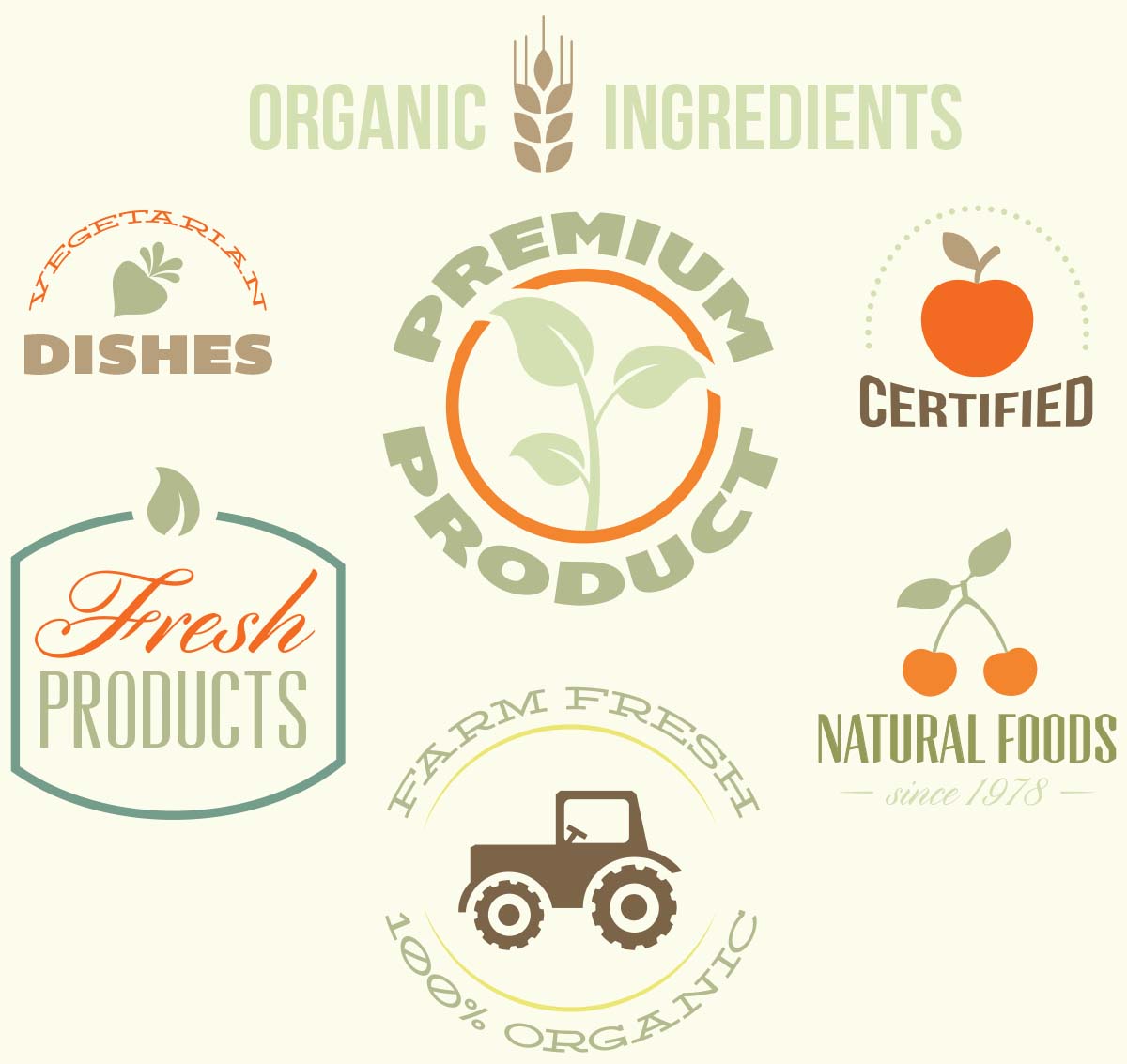 Organic premium labels set vector
