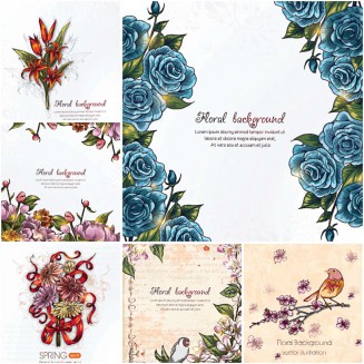 Floral frames vintage pattern set vector