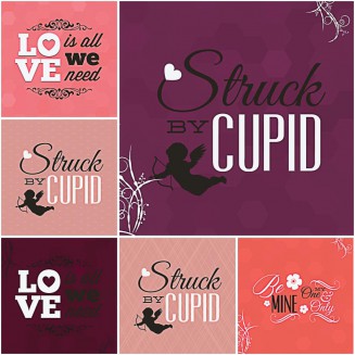 Postcard free vector For Valentine's Day set 