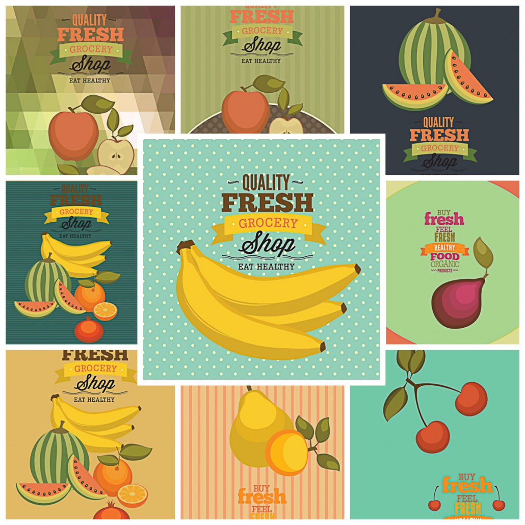 Download Vegetables & fruits shop templates vector | Free download