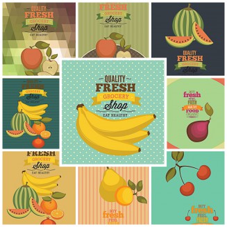Grocery store pattern with modern vegetables and fruits set vectorand 