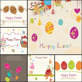 Easter greeting card with decorative modern ornaments set vector