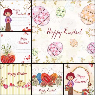 Easter background decorative eggs set vector