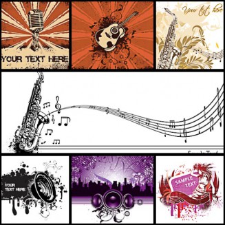 Vivid music backgrounds notes and treble clef set vector