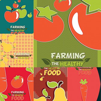 Fruits and vegetables farming template set vector