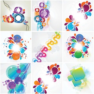 Backgrounds with abstrackt floral ornament set vector