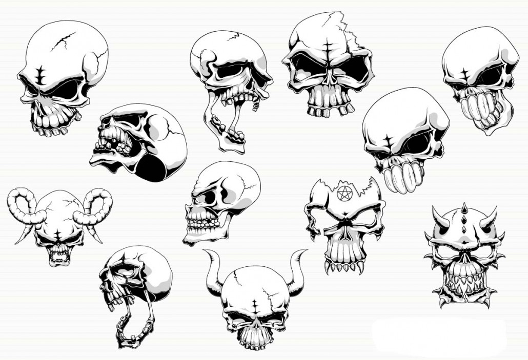 Angry skull with horns vector | Free download