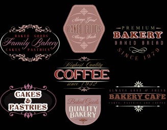 Coffee and cake bakery logo set vector
