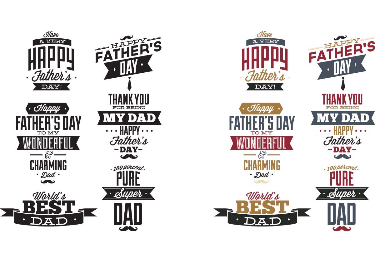 Father s Day Vector Print Set Free Download