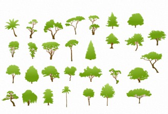 Trees green template set vector
