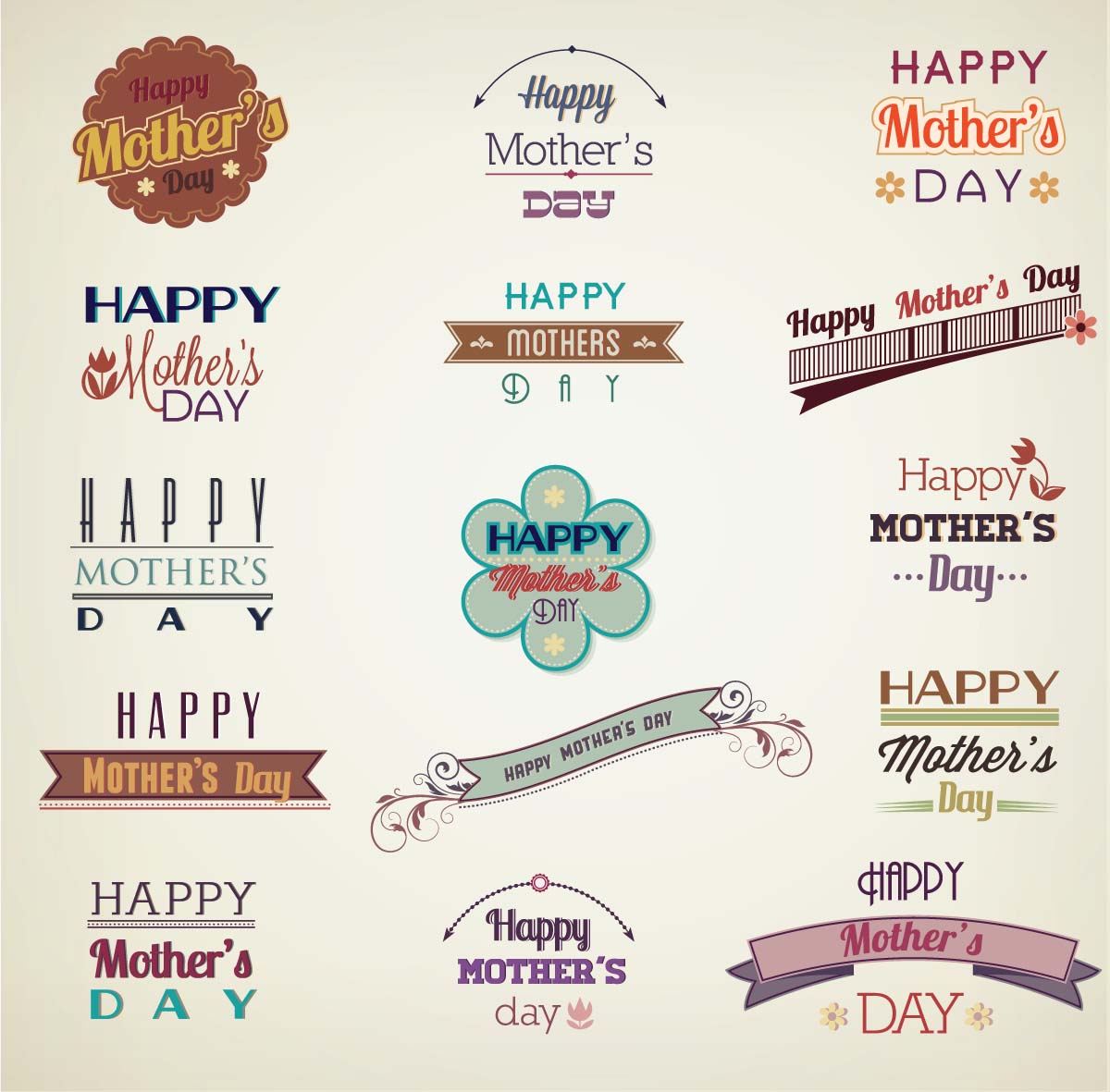 Decorative elements for Mother's Day set vector