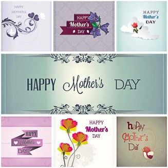 Mother's day lovely gift card set vector