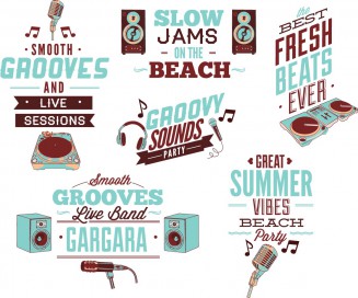 Summer vibes music groove set vector