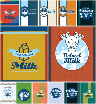 Milk poster shop set vector