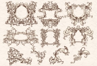 Floral vintage frames with swirls set vector