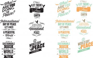 International day of peace typography set vector