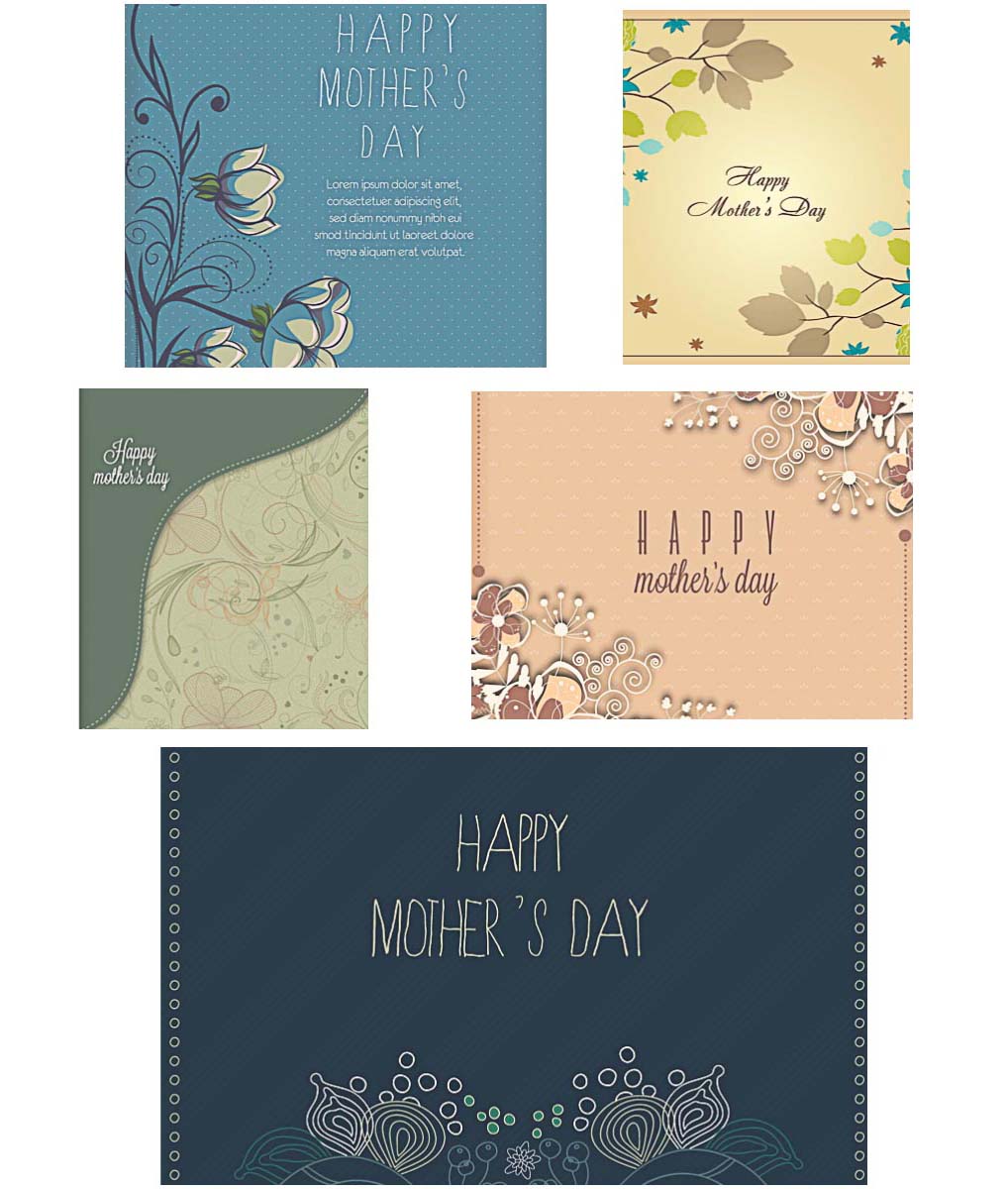Floral Mother's day lovely card set vector