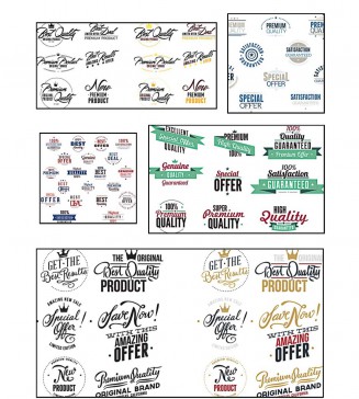 Advertising labels with offers and sale set vector