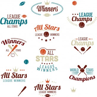 Baseball sport labels champions set vector
