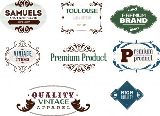 Vintage product label premium set vector